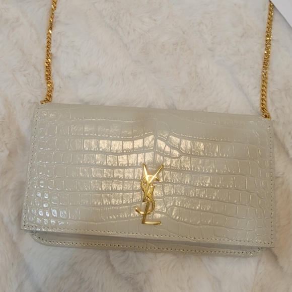 Yves Saint Laurent Bags Ysl Croc Embossed Leather Phone Holder Bag